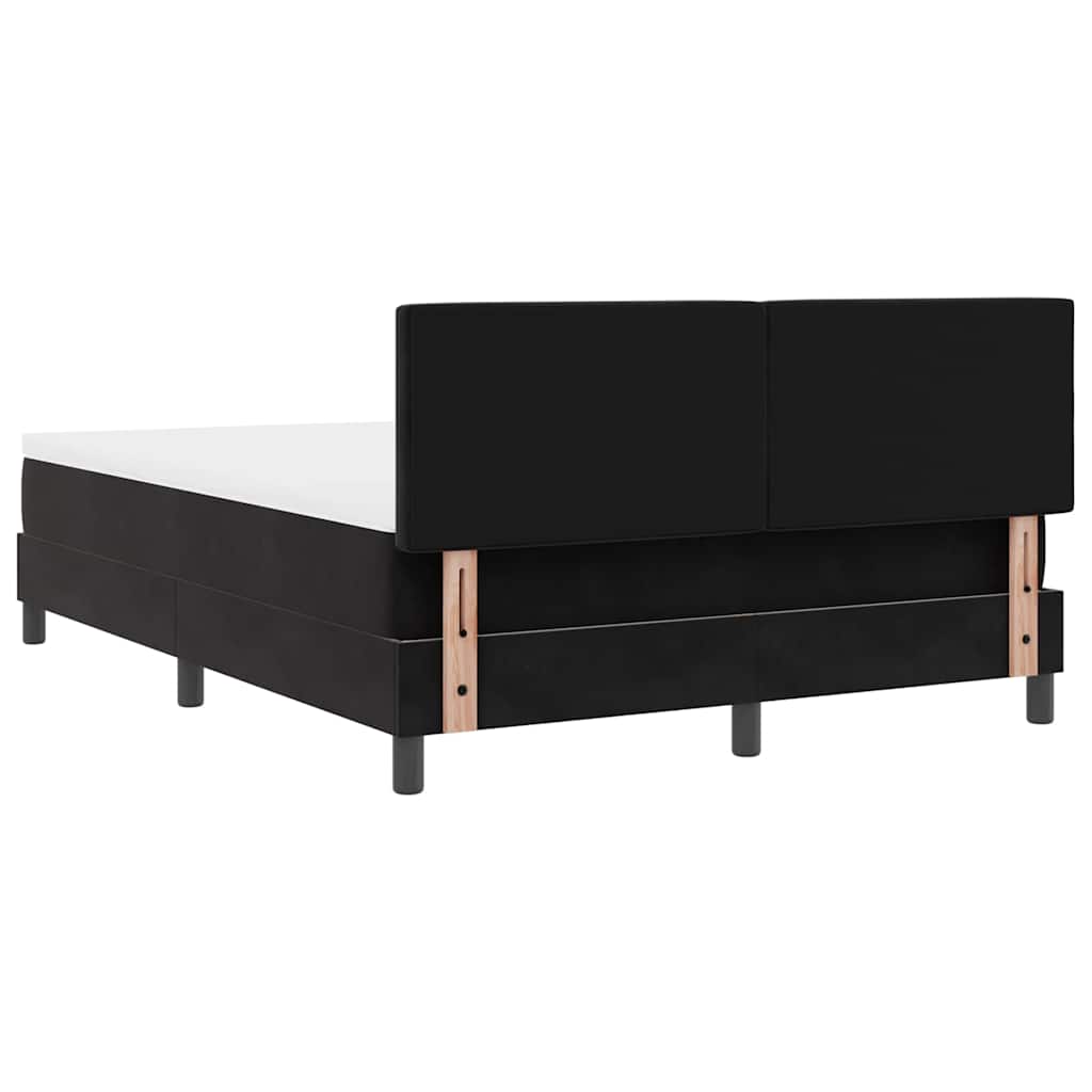 Box spring seng med madras Sort 160 x 200 cm Fløjl