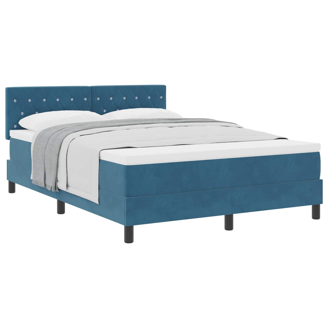 Box spring seng med madras Mørk blå 160 x 200 cm Fløjl