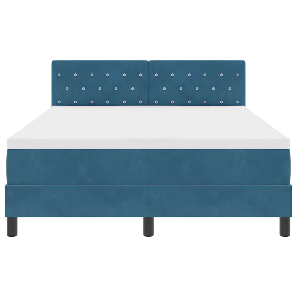 Box spring seng med madras Mørk blå 160 x 200 cm Fløjl