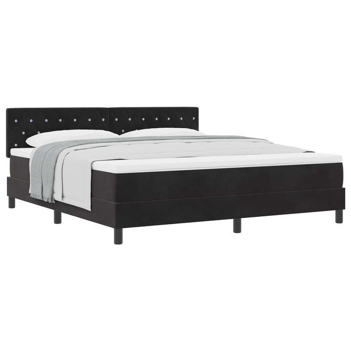 Box spring seng med madras Sort 180 x 200 cm Fløjl