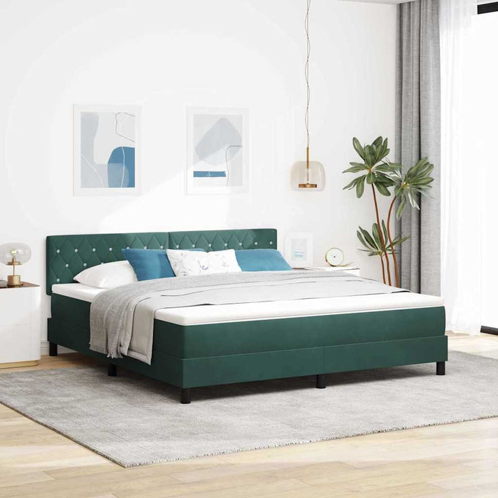 Box spring seng med madras Mørkegrøn 180 x 200 cm Fløjl