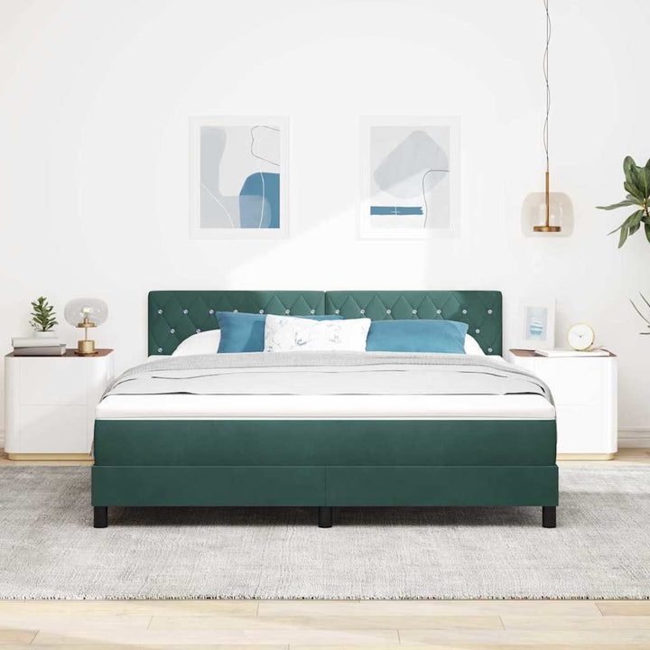 Box spring seng med madras Mørkegrøn 180 x 200 cm Fløjl