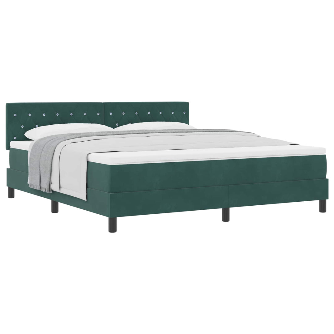Box spring seng med madras Mørkegrøn 180 x 200 cm Fløjl