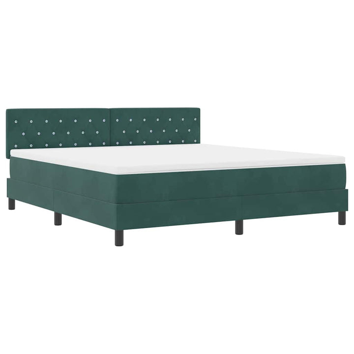 Box spring seng med madras Mørkegrøn 180 x 200 cm Fløjl