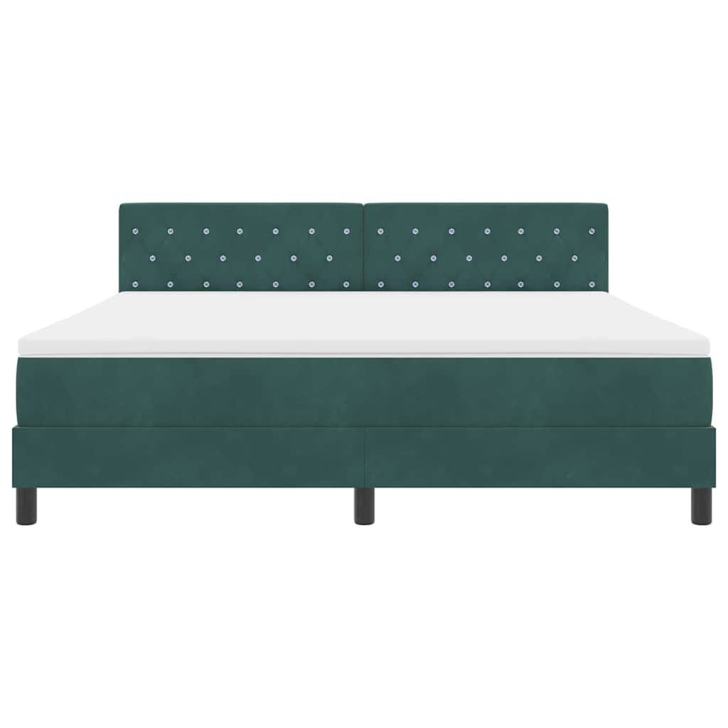 Box spring seng med madras Mørkegrøn 180 x 200 cm Fløjl