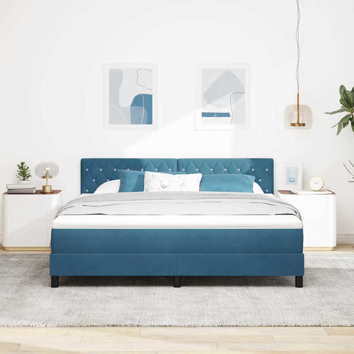 Box spring seng med madras Mørk blå 180 x 200 cm Fløjl