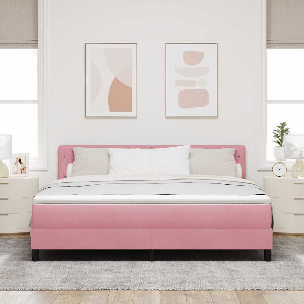 Box spring seng med madras Lyserød 180 x 200 cm Fløjl
