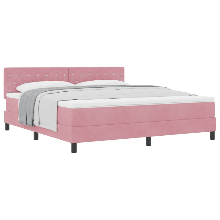 Box spring seng med madras Lyserød 180 x 200 cm Fløjl