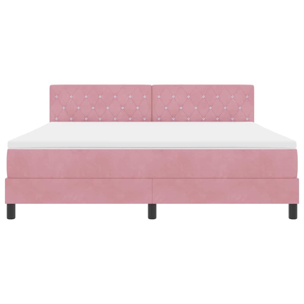 Box spring seng med madras Lyserød 180 x 200 cm Fløjl