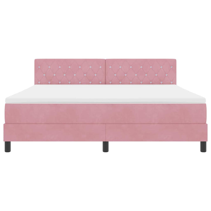 Box spring seng med madras Lyserød 180 x 200 cm Fløjl