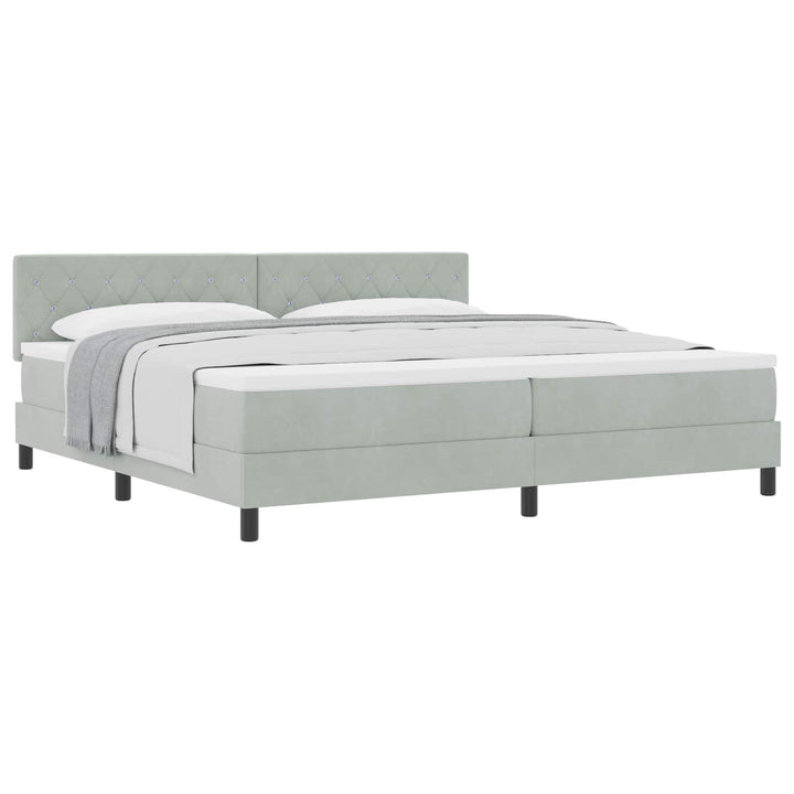 Box spring seng med madras Lysegrå 200 x 200 cm Fløjl