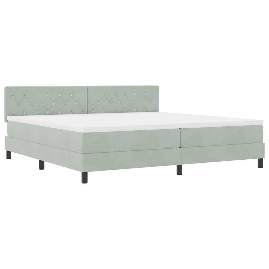 Box spring seng med madras Lysegrå 200 x 200 cm Fløjl