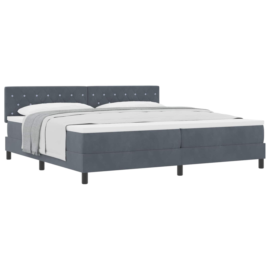 Box spring seng med madras Mørkegrå 200 x 200 cm Fløjl