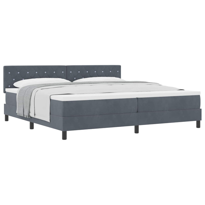 Box spring seng med madras Mørkegrå 200 x 200 cm Fløjl