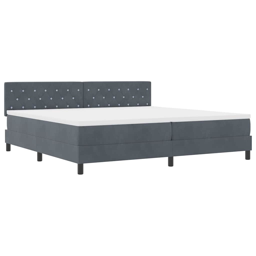 Box spring seng med madras Mørkegrå 200 x 200 cm Fløjl