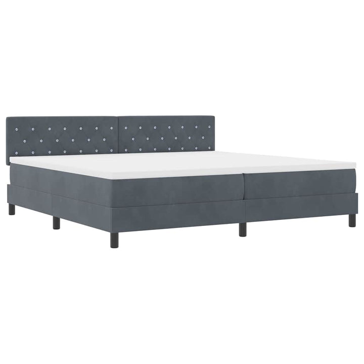Box spring seng med madras Mørkegrå 200 x 200 cm Fløjl