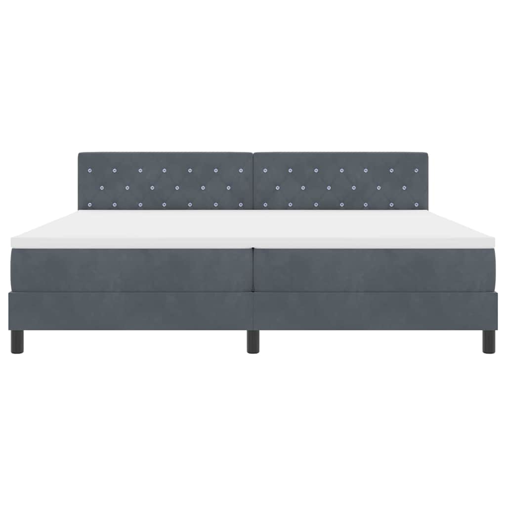 Box spring seng med madras Mørkegrå 200 x 200 cm Fløjl