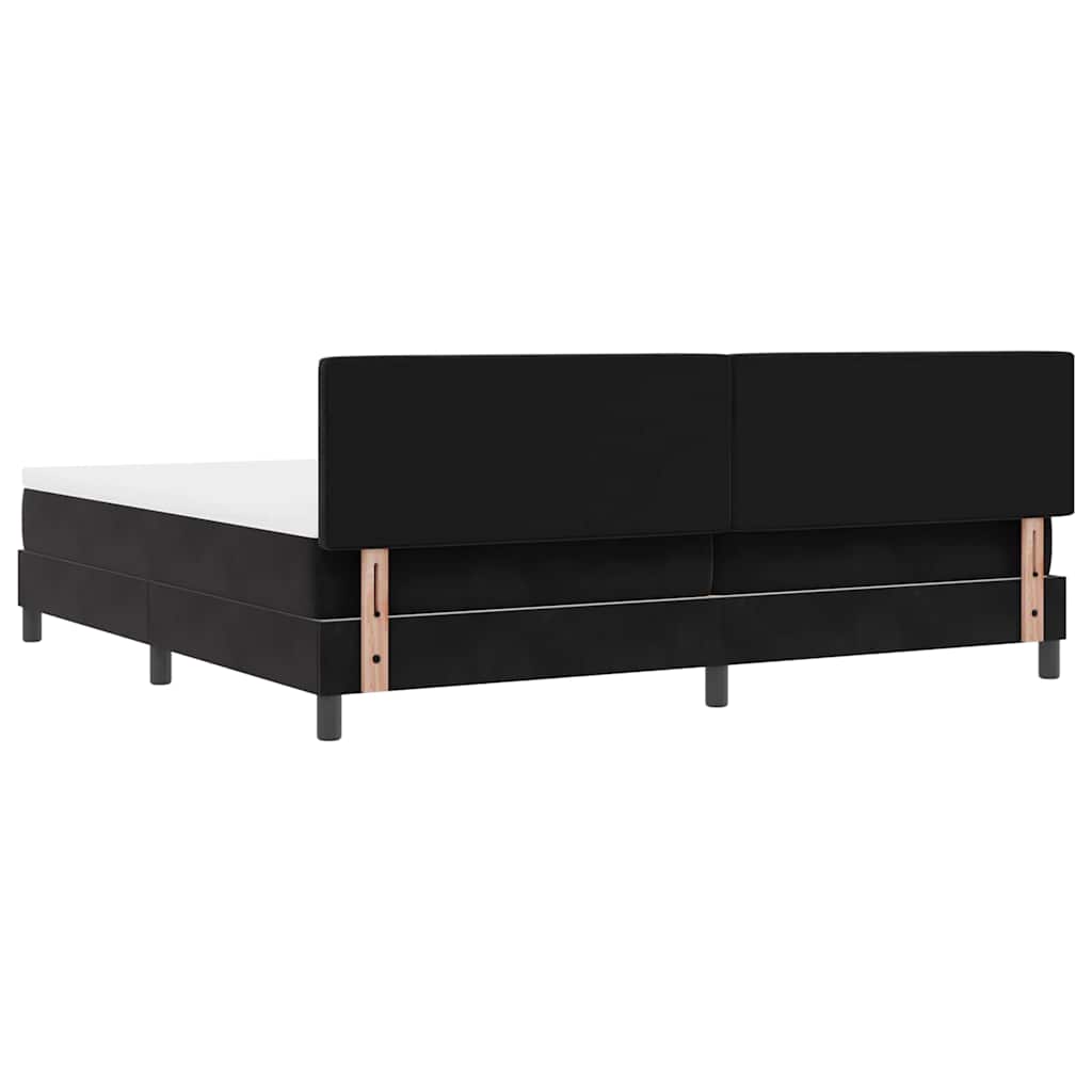 Box spring seng med madras Sort 200 x 200 cm Fløjl
