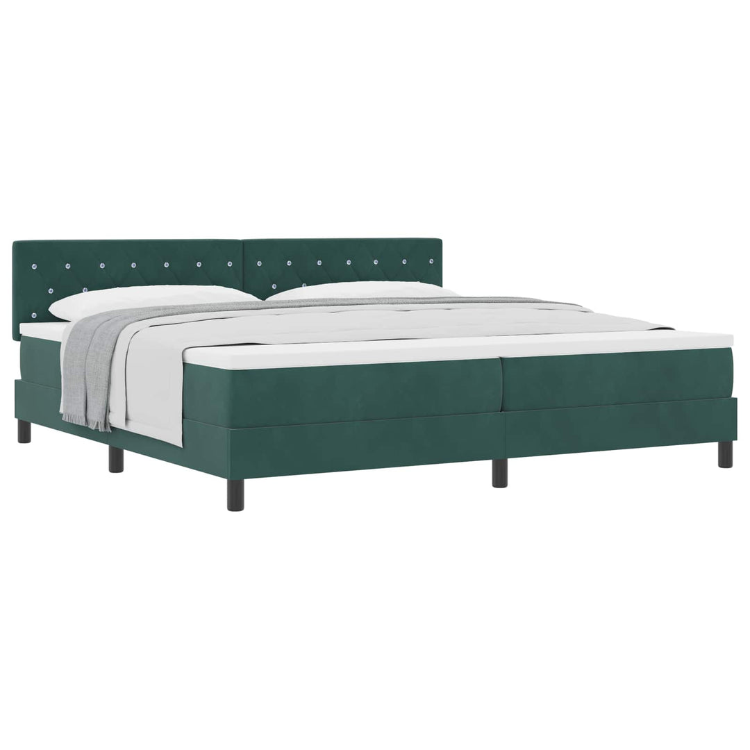 Box spring seng med madras Mørkegrøn 200 x 200 cm Fløjl
