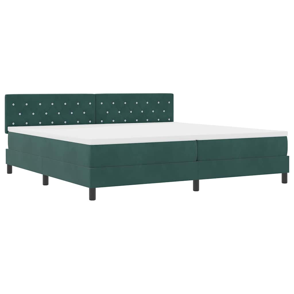 Box spring seng med madras Mørkegrøn 200 x 200 cm Fløjl