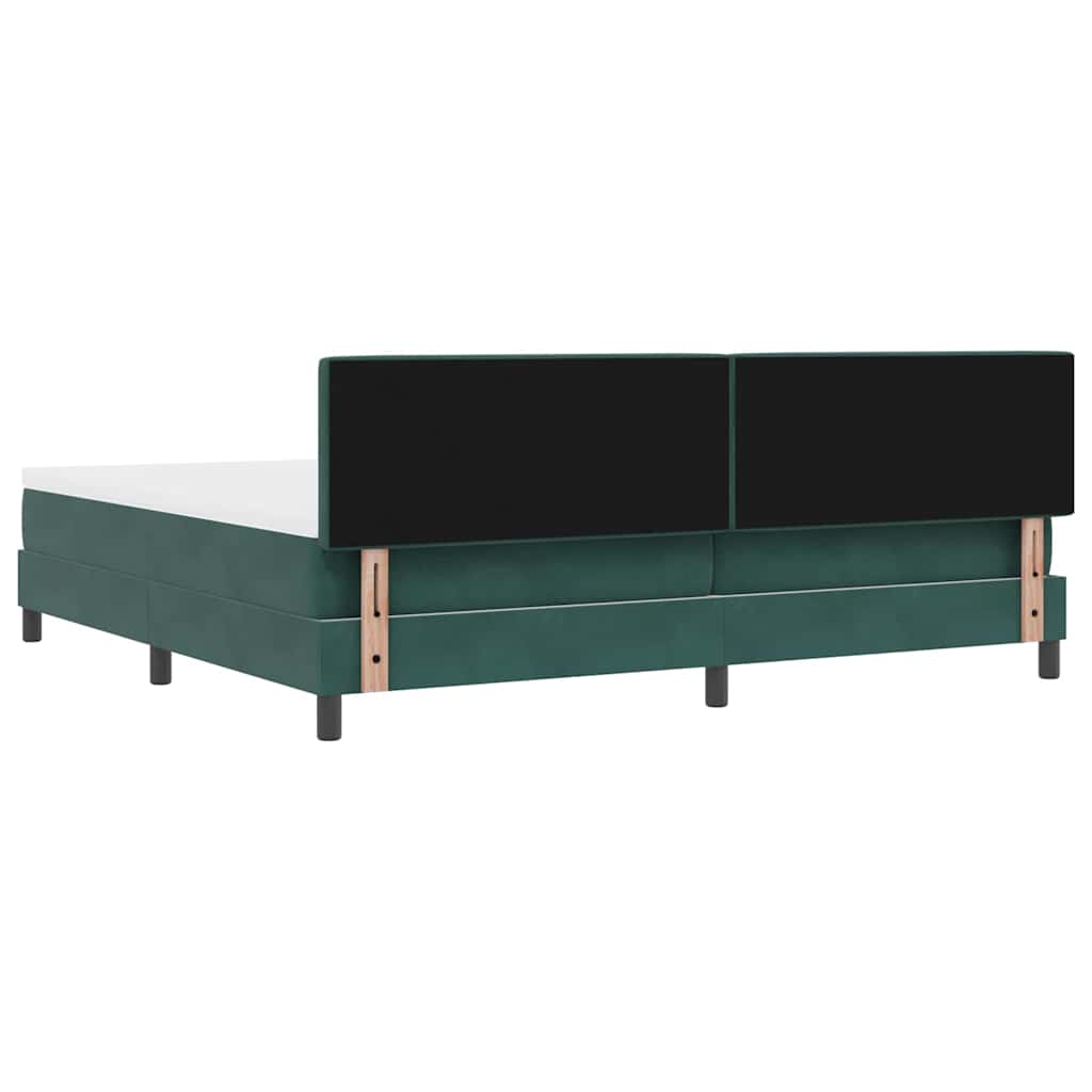 Box spring seng med madras Mørkegrøn 200 x 200 cm Fløjl