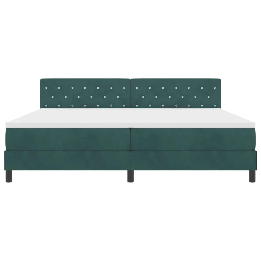 Box spring seng med madras Mørkegrøn 200 x 200 cm Fløjl