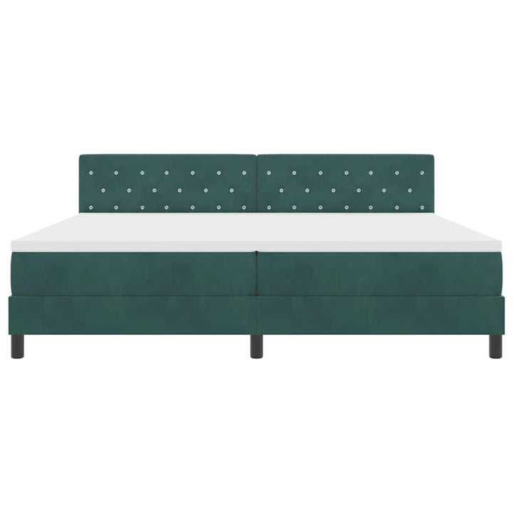 Box spring seng med madras Mørkegrøn 200 x 200 cm Fløjl
