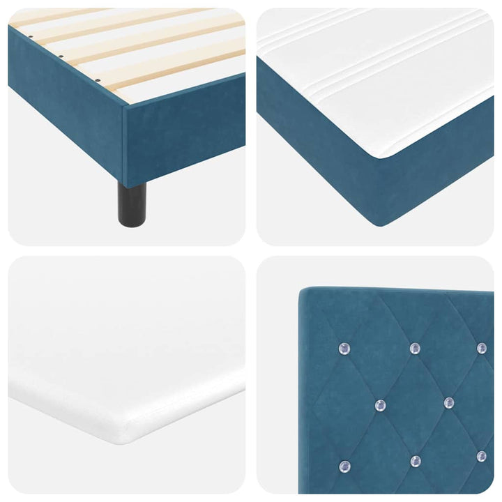 Box spring seng med madras Mørk blå 200 x 200 cm Fløjl