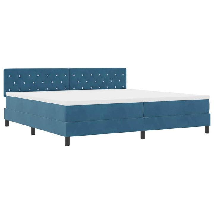 Box spring seng med madras Mørk blå 200 x 200 cm Fløjl