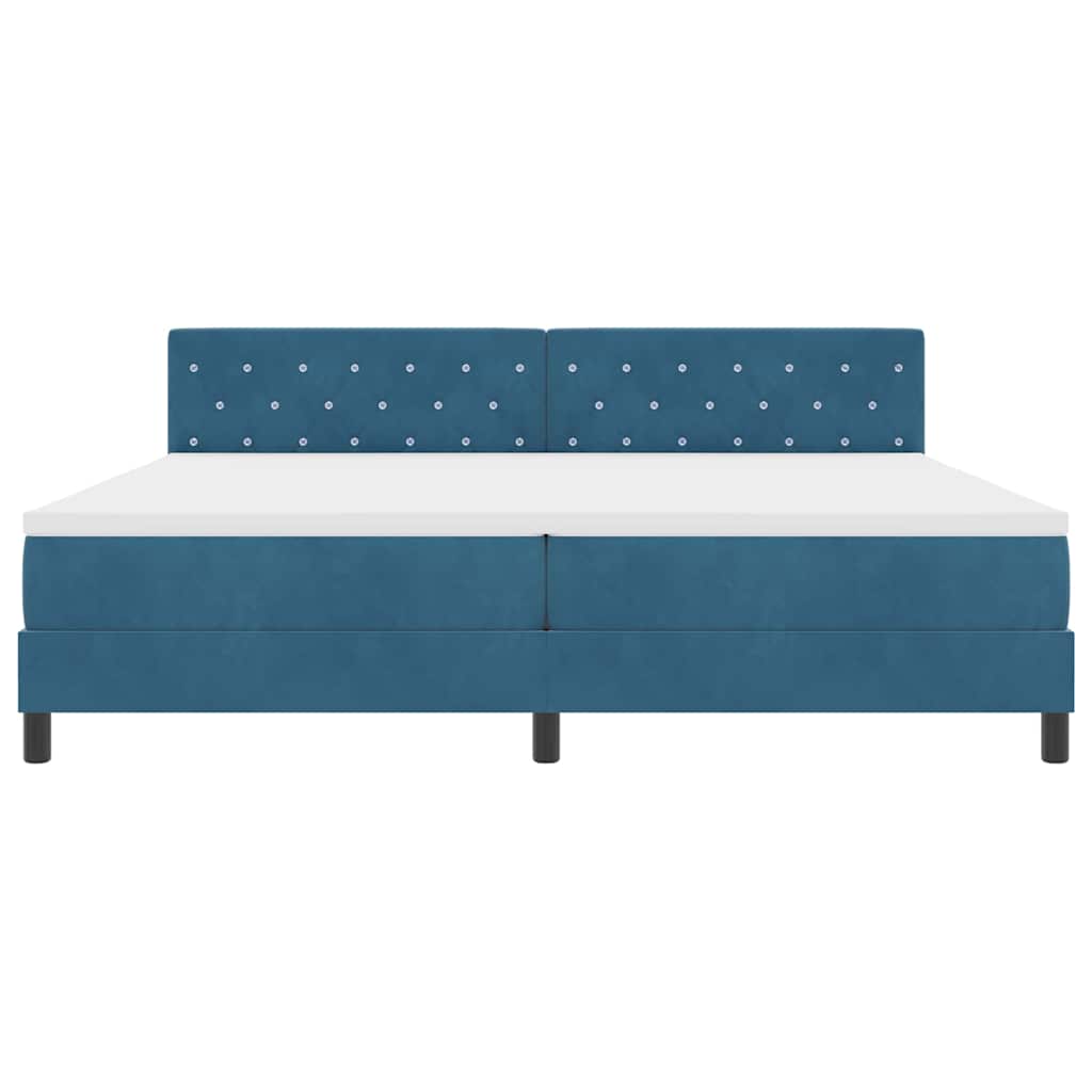 Box spring seng med madras Mørk blå 200 x 200 cm Fløjl