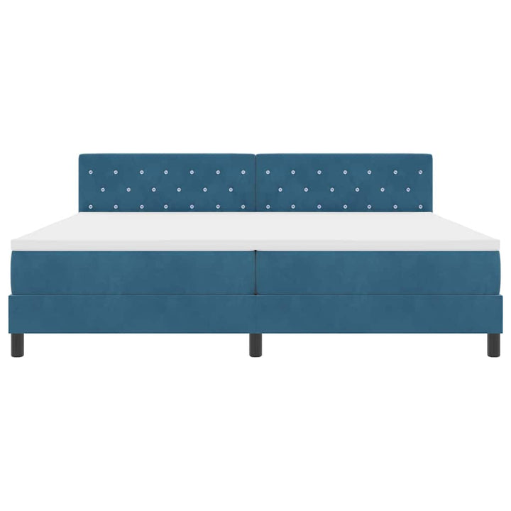 Box spring seng med madras Mørk blå 200 x 200 cm Fløjl