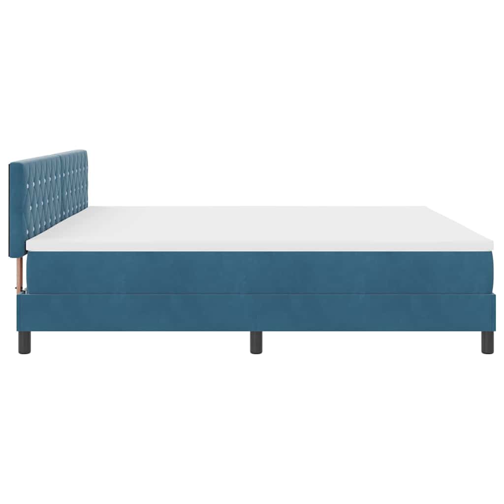 Box spring seng med madras Mørk blå 200 x 200 cm Fløjl