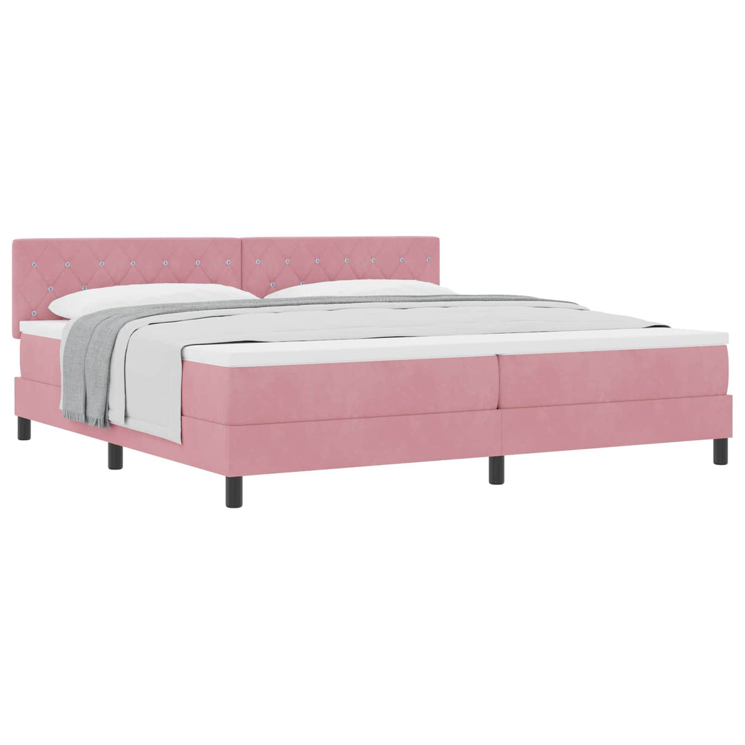 Box spring seng med madras Lyserød 200 x 200 cm Fløjl