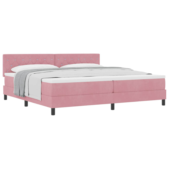 Box spring seng med madras Lyserød 200 x 200 cm Fløjl