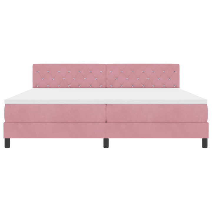 Box spring seng med madras Lyserød 200 x 200 cm Fløjl