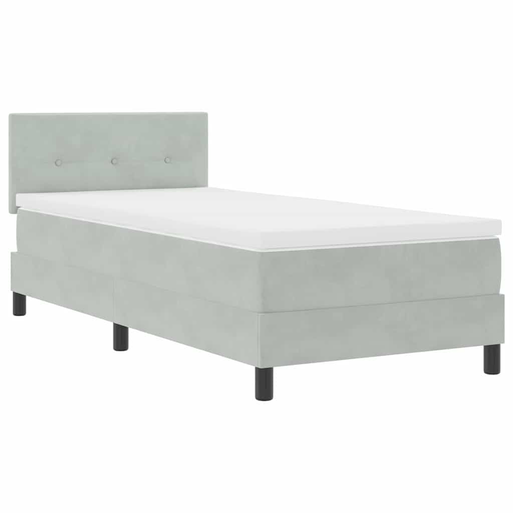 Box spring seng med hovedgærde Lysegrå 80 x 200 cm Fløjl