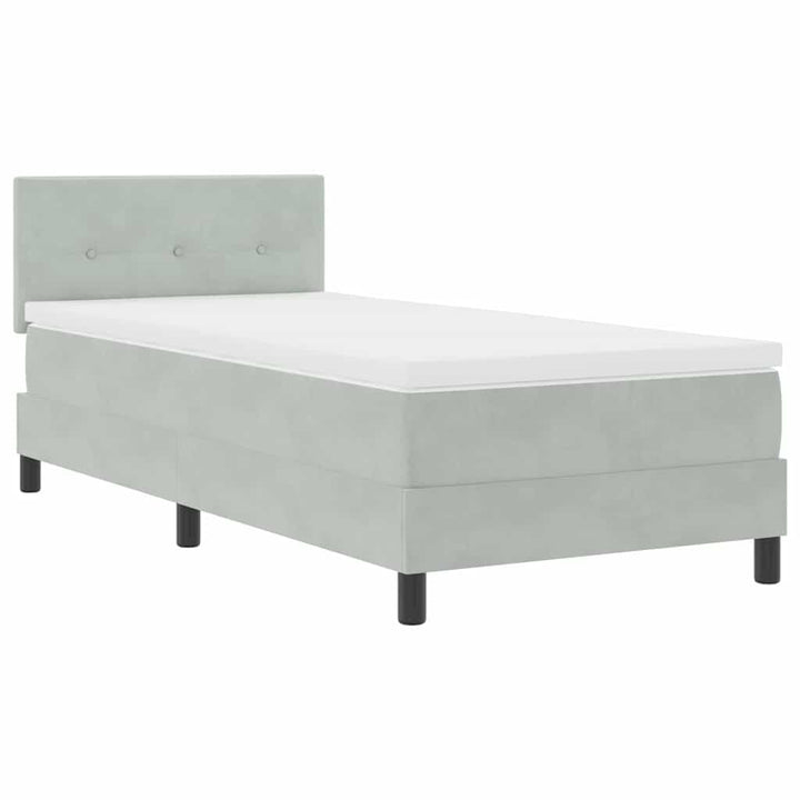 Box spring seng med hovedgærde Lysegrå 80 x 200 cm Fløjl