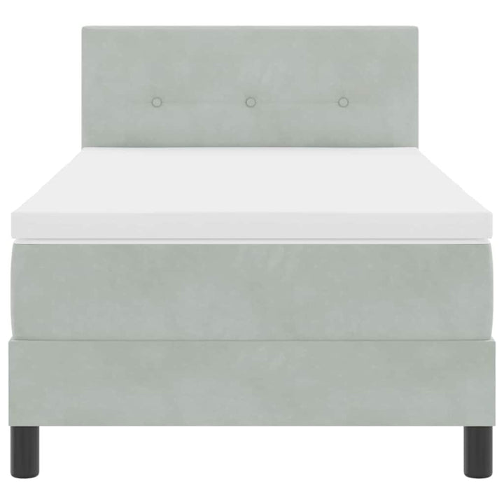 Box spring seng med hovedgærde Lysegrå 80 x 200 cm Fløjl