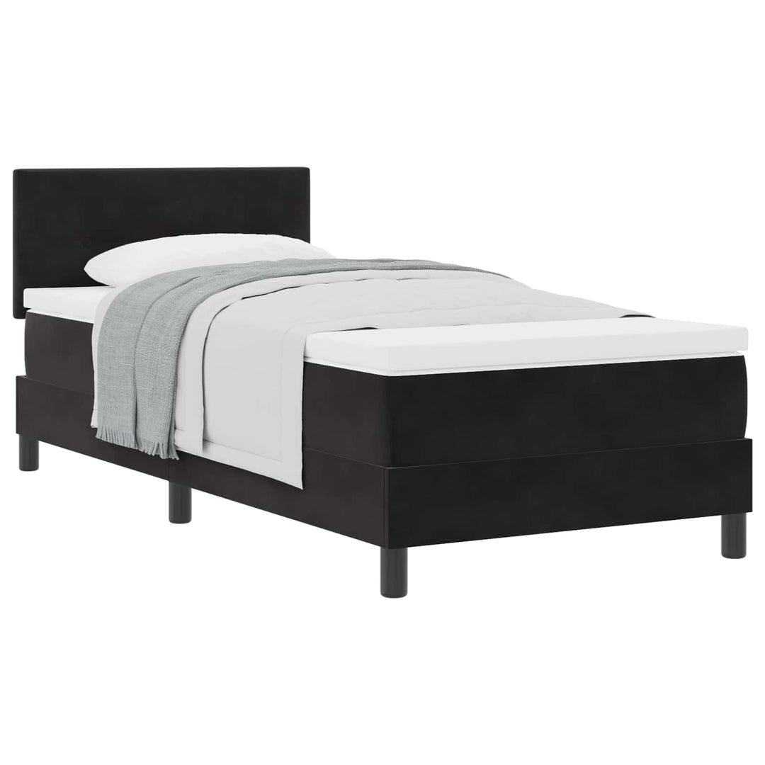 Box spring seng med madras Sort 80 x 200 cm Fløjl
