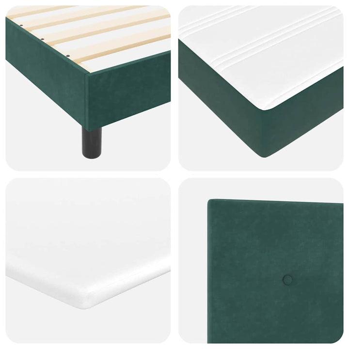 Box spring seng med hovedgærde Mørkegrøn 80 x 200 cm Fløjl