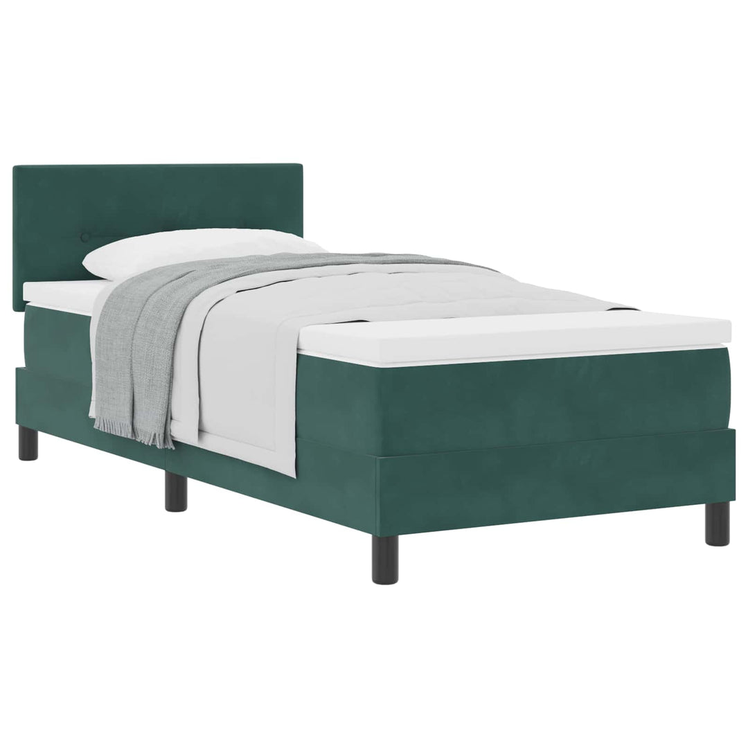 Box spring seng med hovedgærde Mørkegrøn 80 x 200 cm Fløjl