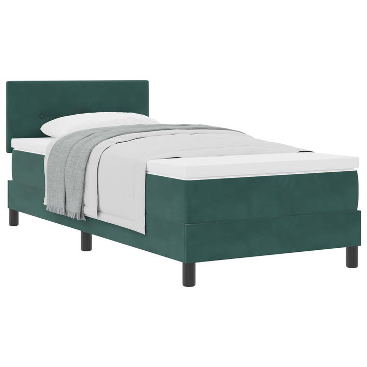 Box spring seng med hovedgærde Mørkegrøn 80 x 200 cm Fløjl