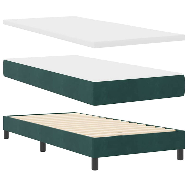Box spring seng med hovedgærde Mørkegrøn 80 x 200 cm Fløjl
