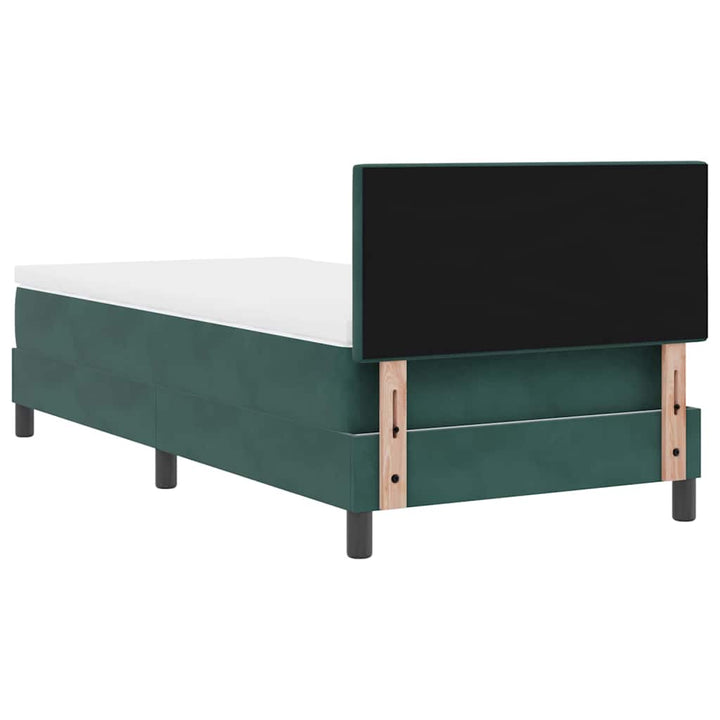 Box spring seng med hovedgærde Mørkegrøn 80 x 200 cm Fløjl