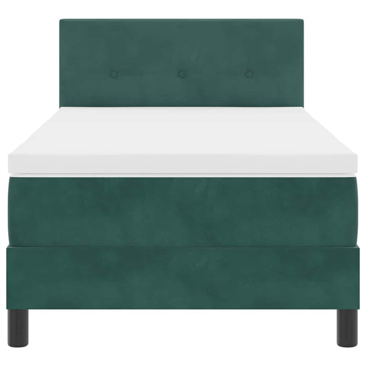 Box spring seng med hovedgærde Mørkegrøn 80 x 200 cm Fløjl