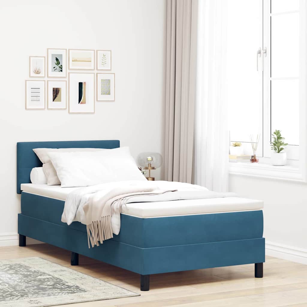 Box spring seng med hovedgærde Mørk blå 80 x 200 cm Fløjl