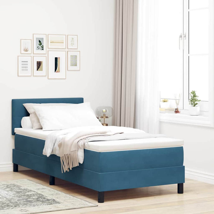 Box spring seng med hovedgærde Mørk blå 80 x 200 cm Fløjl