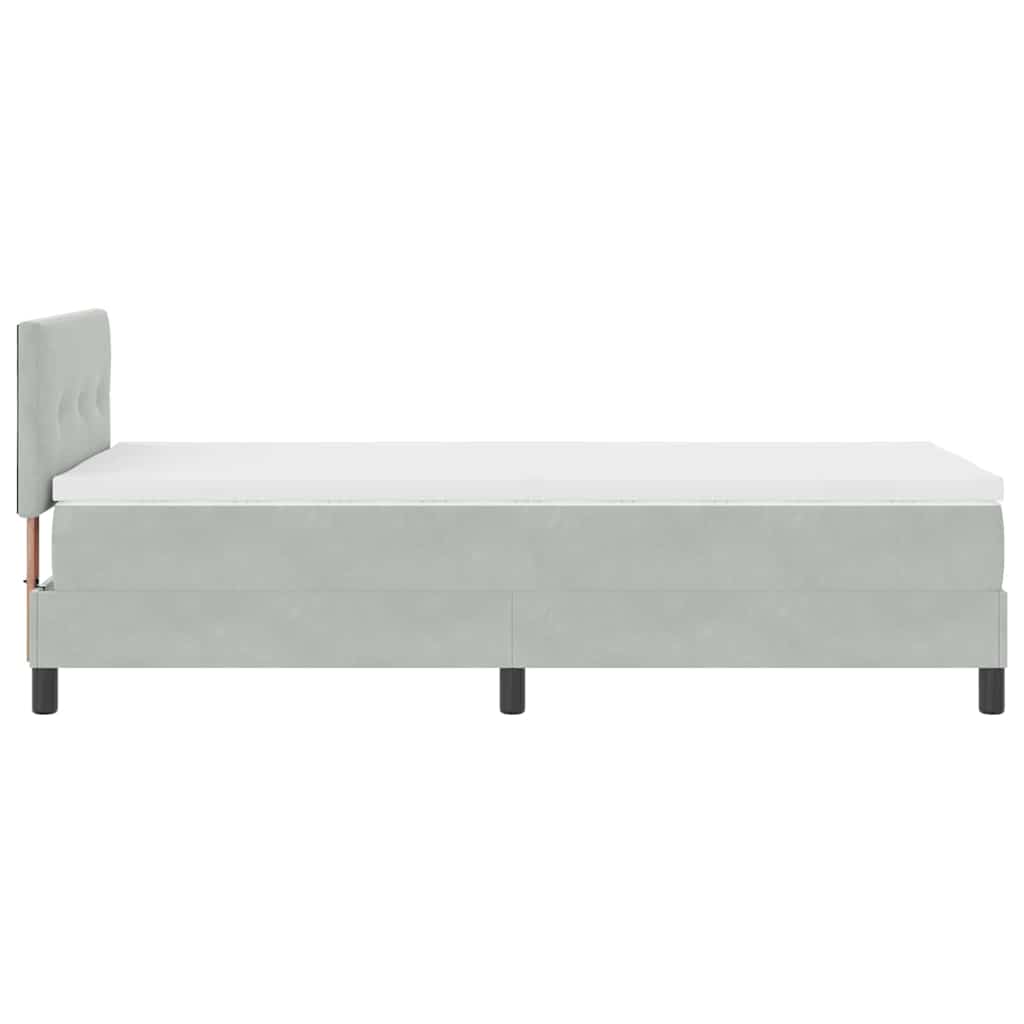 Box spring seng med madras Lysegrå 90 x 190 cm Fløjl