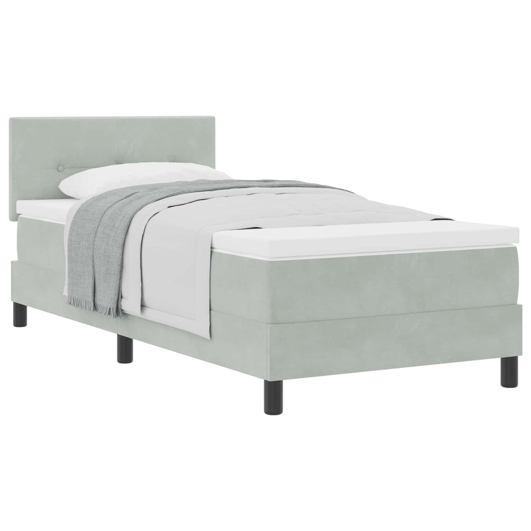 Box spring seng med madras Lysegrå 90 x 200 cm Fløjl
