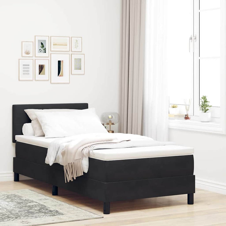 Box spring seng med madras Sort 100 x 200 cm Fløjl